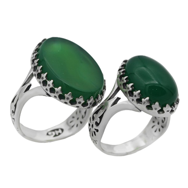 4-1-1796orveh-set-green-agate-ring (1) انگشتر عقیق سبز ست زنانه مردانه نقره خاص