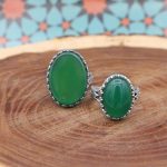 انگشتر ست عقیق سبز نقره مردانه و زنانه طرح روح الامین - Image 3