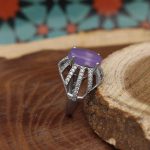 انگشتر عقیق کبود نقره زنانه طرح باران - Image 2