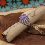 انگشتر عقیق کبود نقره زنانه طرح باران - Image 3