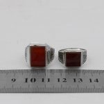 انگشتر ست عقیق سرخ نقره مردانه و زنانه دست ساز طرح حیات + حرز امام جواد (ع) - Image 4