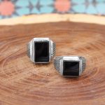 انگشتر ست زنانه و مردانه عقیق مشکی نقره دست ساز طرح حیات + حرز امام جواد (ع) - Image 2