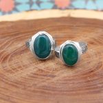 انگشتر ست زنانه و مردانه عقیق سبز نقره دست ساز طرح رستگار + حرز امام جواد (ع) - Image 2