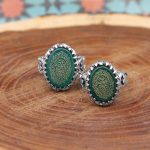 انگشتر ست عقیق سبز نقره مردانه و زنانه طرح فردوس + حرز امام جواد (ع) + آیت الکرسی - Image 2