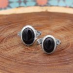 انگشتر ست عقیق مشکی نقره مردانه و زنانه طرح آزادی - Image 2