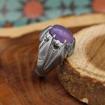 انگشتر عقیق کبود یمنی نقره مردانه دست ساز طرح فرید - Image 2