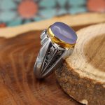 انگشتر عقیق کبود یمنی نقره مردانه دست ساز طرح سبحان - Image 3