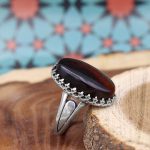 انگشتر عقیق سلیمانی نقره مردانه طرح نصیر - Image 2