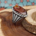 انگشتر عقیق سلیمانی نقره مردانه طرح صادق - Image 2