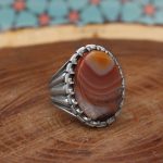 انگشتر عقیق سلیمانی نقره مردانه طرح صادق - Image 3