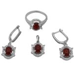 نیم ست عقیق سرخ نقره زنانه طرح نسیم