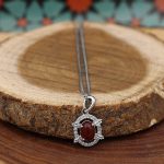 نیم ست عقیق سرخ نقره زنانه طرح نسیم - Image 2