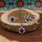 نیم ست عقیق سرخ نقره زنانه طرح نسیم - Image 4