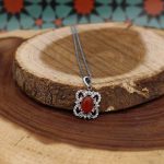 نیم ست عقیق سرخ نقره زنانه طرح شکوه - Image 2