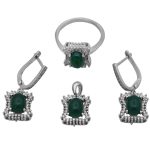 نیم ست عقیق سبز نقره زنانه طرح مهری