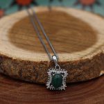 نیم ست عقیق سبز نقره زنانه طرح مهری - Image 2