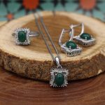 نیم ست عقیق سبز نقره زنانه طرح مهری - Image 3