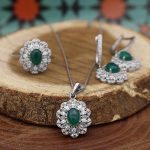 نیم ست عقیق سبز نقره زنانه طرح ماهرخ - Image 3