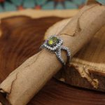 انگشتر زبرجد الماس تراش نقره زنانه طرح مژده - Image 2