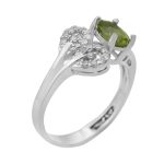 انگشتر زبرجد الماس تراش نقره زنانه طرح ریحانه