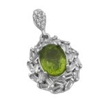 گردنبند زبرجد الماس تراش نقره زنانه طرح رودابه