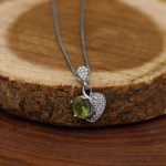 گردنبند زبرجد الماس تراش نقره زنانه طرح قلب - Image 2