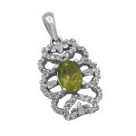 گردنبند زبرجد الماس تراش نقره زنانه طرح فریده