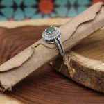 انگشتر زمرد الماس تراش نقره زنانه طرح پوران - Image 3