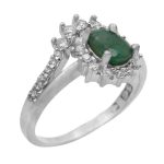 انگشتر زمرد الماس تراش نقره زنانه طرح زینت