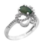 انگشتر زمرد الماس تراش نقره زنانه طرح پوپک