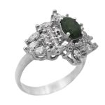 انگشتر زمرد الماس تراش نقره زنانه طرح سوگند