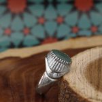 انگشتر زمرد الماس تراش نقره مردانه دست ساز طرح شایان - Image 2