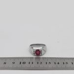 انگشتر یاقوت سرخ الماس تراش نقره مردانه دست ساز طرح فلاح - Image 5