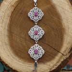 دستبند یاقوت سرخ الماس تراش نقره زنانه طرح حنا - Image 2