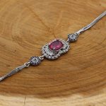 دستبند یاقوت سرخ الماس تراش نقره زنانه طرح فهیمه - Image 3