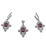 نیم ست یاقوت سرخ الماس تراش نقره زنانه طرح نجمه