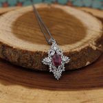 نیم ست یاقوت سرخ الماس تراش نقره زنانه طرح نجمه - Image 3