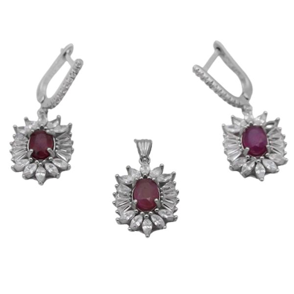 7-7-080red-ruby-shayesteh-woman-set (1) نیم ست یاقوت سرخ زنانه نقره فاخر
