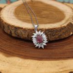 نیم ست یاقوت سرخ الماس تراش نقره زنانه طرح شایسته - Image 2