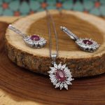 نیم ست یاقوت سرخ الماس تراش نقره زنانه طرح شایسته - Image 3