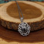 گردنبند حدید صینی زنانه نقره طرح رعنا + حکاکی - Image 2