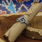 انگشتر چند سنگ نقره زنانه طرح رزالین - Image 2