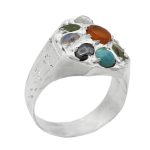 انگشتر چند سنگ نقره زنانه و مردانه دست ساز طرح مسیح + حرز امام جواد (ع)