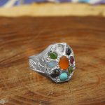 انگشتر چند سنگ نقره زنانه و مردانه دست ساز طرح مسیح + حرز امام جواد (ع) - Image 3