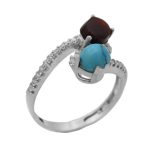 انگشتر چند سنگ نقره زنانه طرح حنا