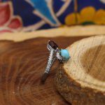 انگشتر چند سنگ نقره زنانه طرح حنا - Image 2