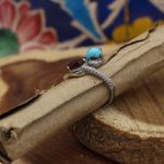 انگشتر چند سنگ نقره زنانه طرح حنا - Image 3