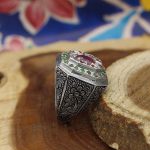 انگشتر چند سنگ نقره مردانه دست ساز طرح رهام - Image 2