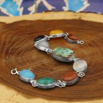 دستبند چند سنگ نقره زنانه دست ساز طرح سارن - Image 2