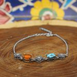 دستبند چند سنگ نقره زنانه طرح خجسته - Image 3